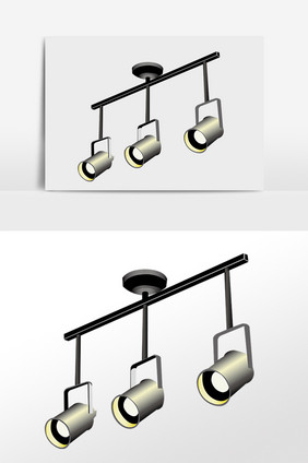 手绘照明灯具展厅照明射灯插画