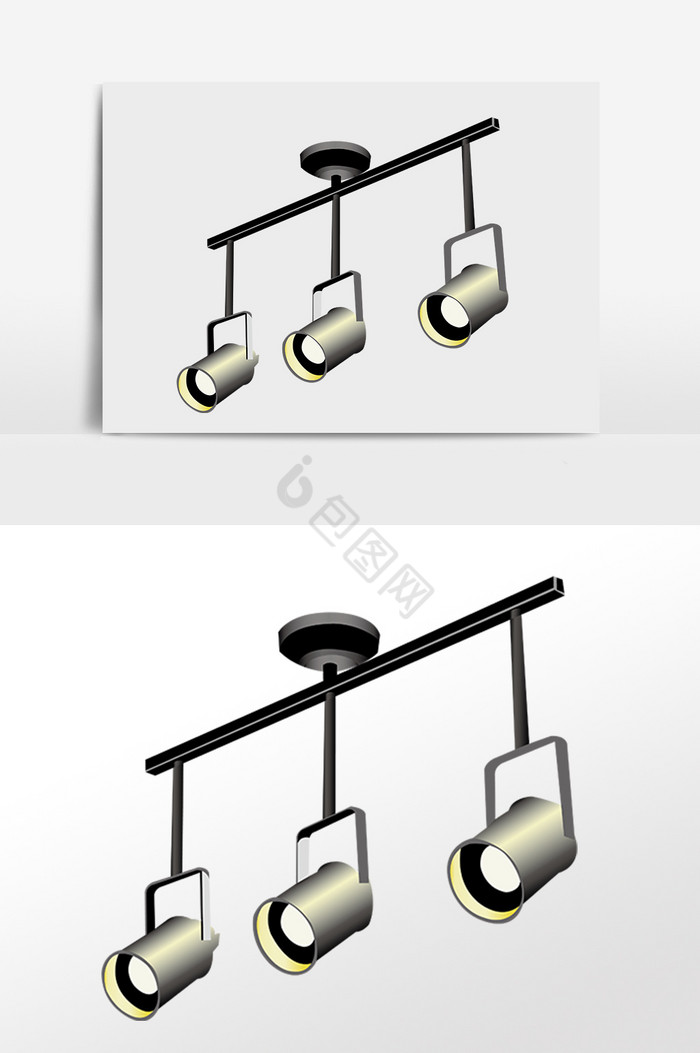 照明灯具展厅照明射灯插画图片
