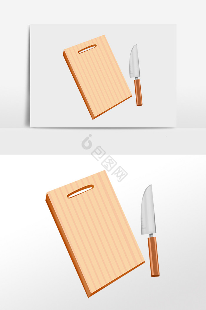厨具工具菜板刀子插画图片