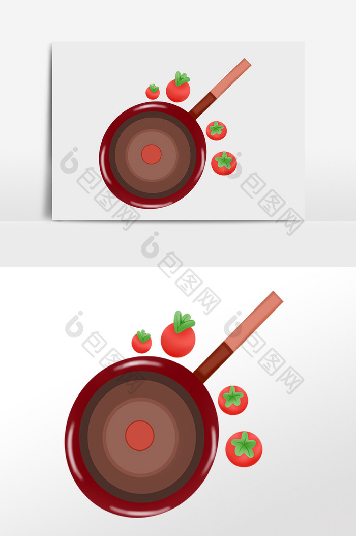 手绘餐饮厨具汤锅锅具插画