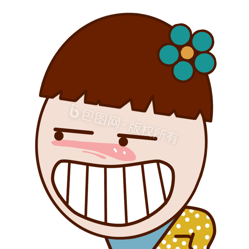 原创卡通蘑菇头女孩奸笑动态表情包图片