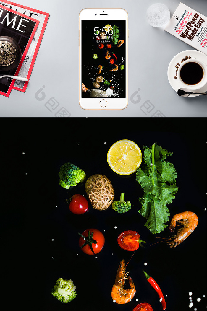暗调美食海鲜汤锅静物摄影图片手机壁纸