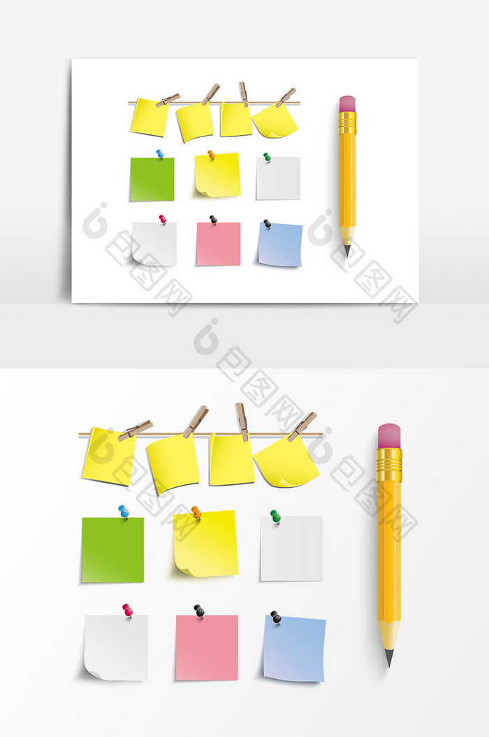 彩色便利贴铅笔设计元素