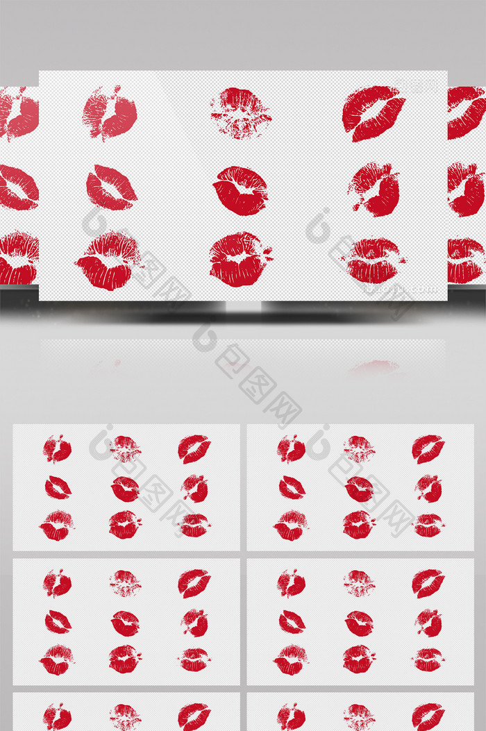 9组烈焰红唇印章素材AE模板