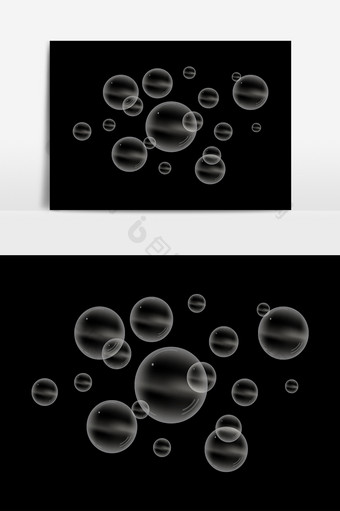 白色透明迷幻普通气泡元素AI矢量图片