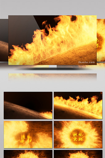 史诗般的震撼火环标志揭示开场特效AE模板图片