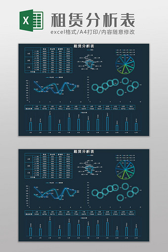 科技可视化租赁分析表科技风Excel模板图片