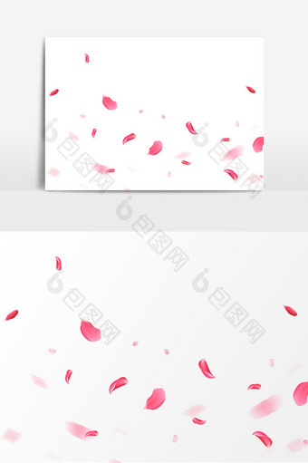 桃花落叶漂浮红色元素图片
