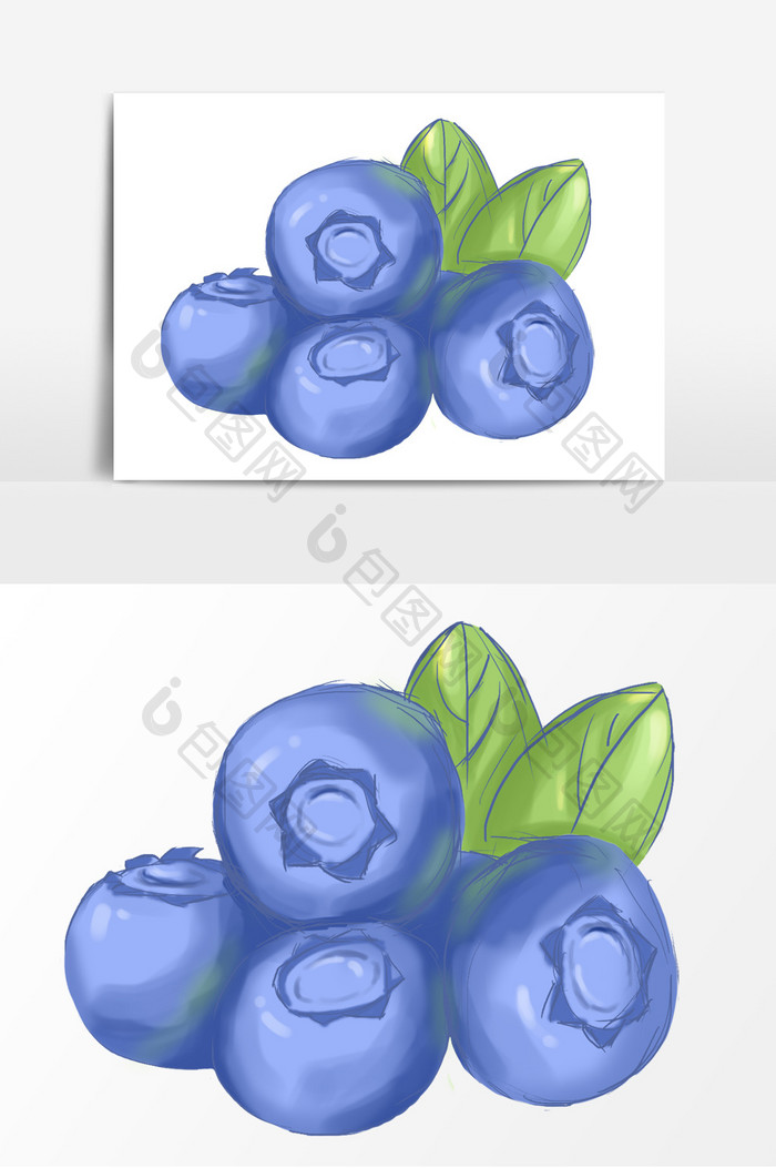 蓝莓手绘卡通元素