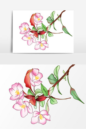 海棠花手绘形象元素