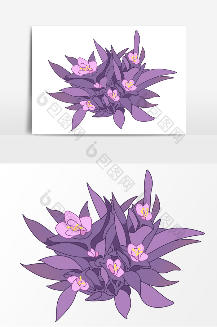 紫罗兰花手绘卡通形象元素