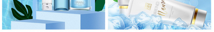蓝色小清新夏季补水保湿化妆品美妆主图模板