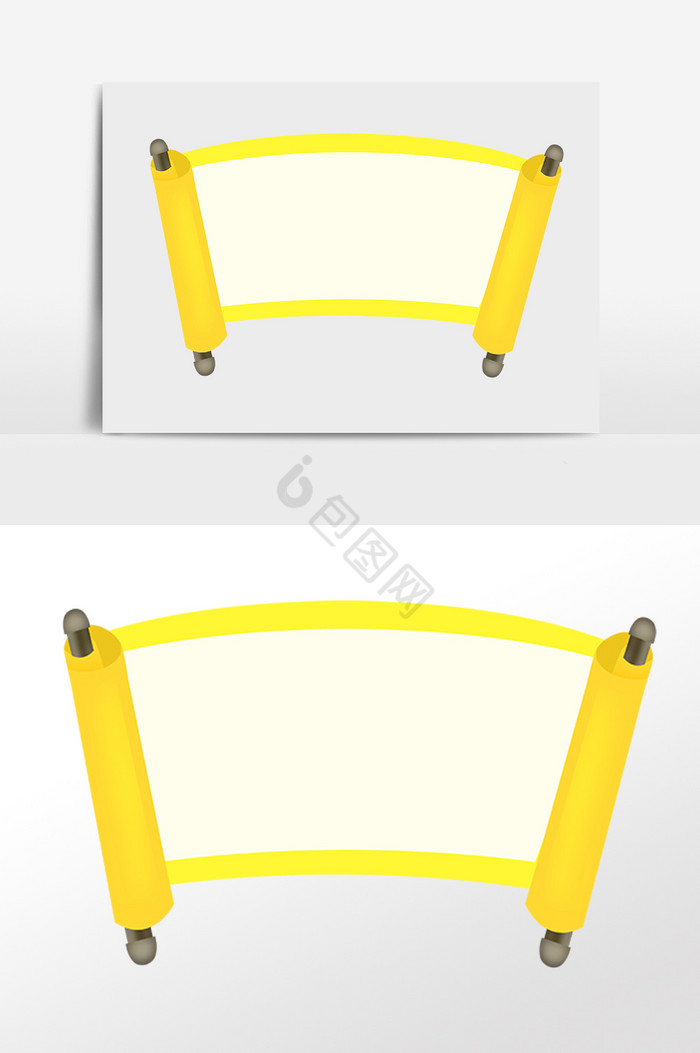 扇形画轴卷轴插画