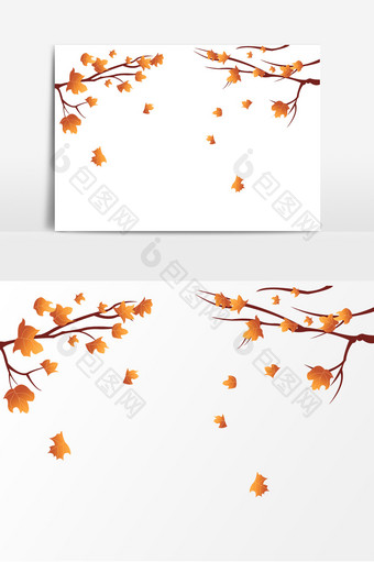 卡通立秋秋季黄色的叶子手绘元素图片