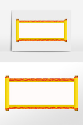 龙纹卷轴画轴插画图片