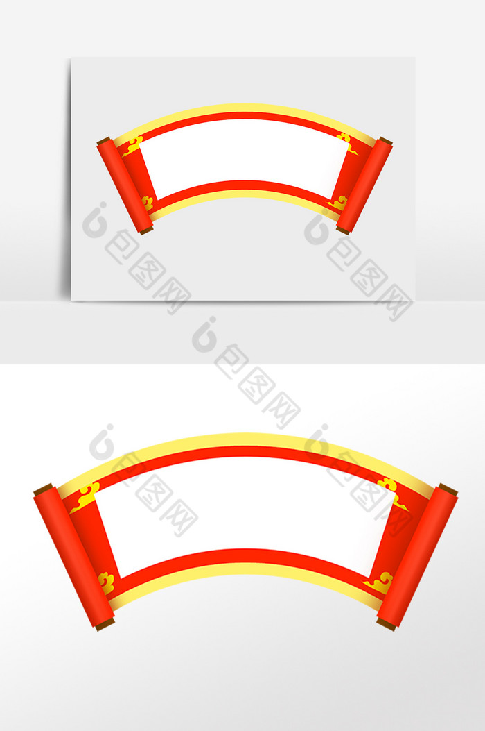 扇形卷轴画轴插画图片图片