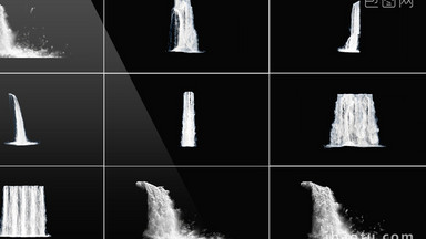 2组带通道瀑布流体特效合成素材