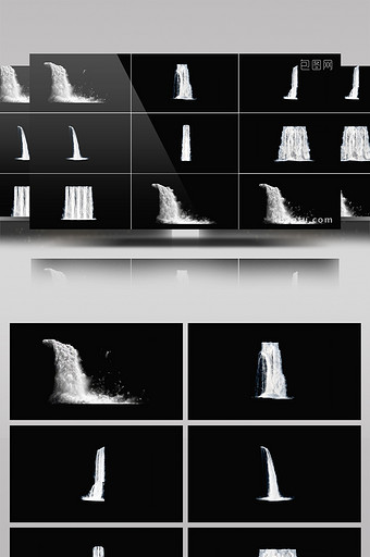 2组带通道瀑布流体特效合成素材图片