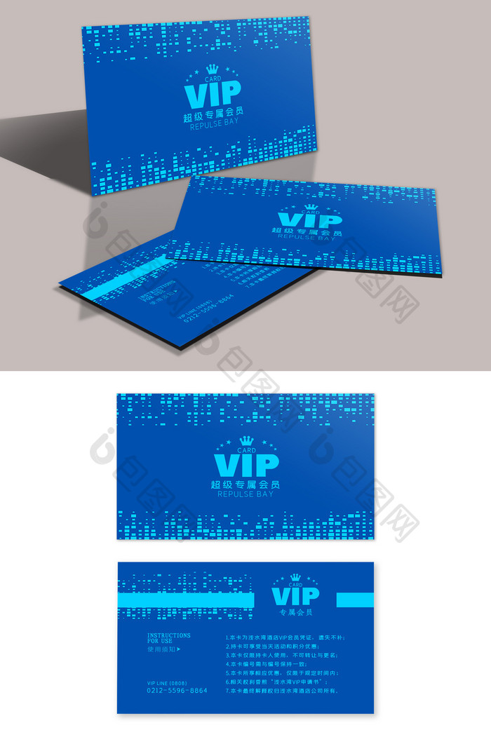 蓝色大气科技感VIP会员卡