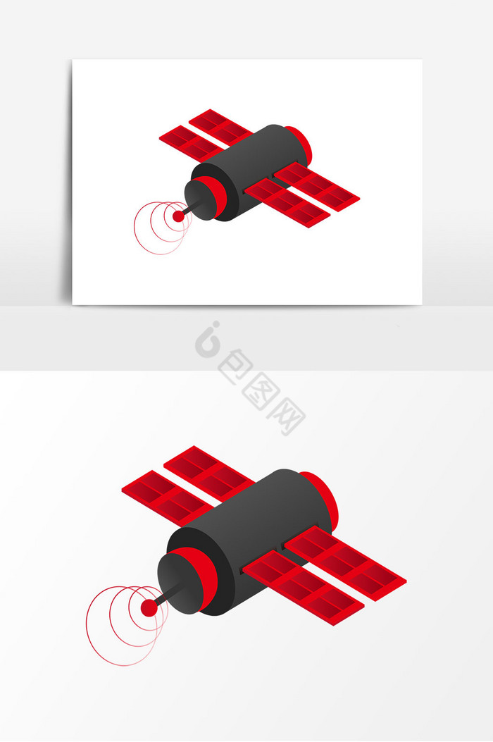 25D红黑邪恶配色间谍干扰卫星图片