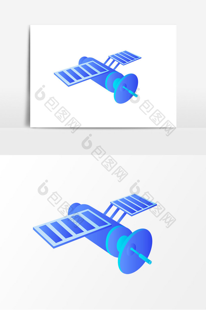 2.5D蓝色科幻科技风格卫星元素