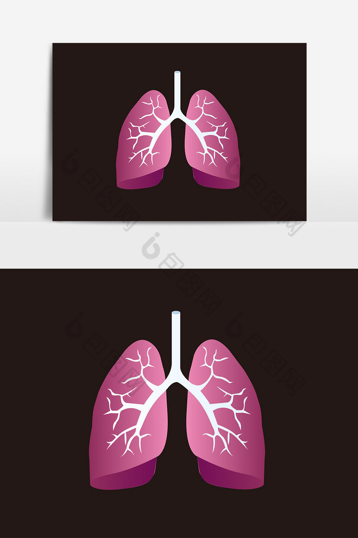 彩色渐变X射线肺部器官元素