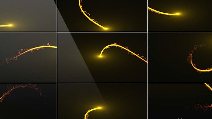 4组带通道金色粒子光线装饰元素视频素材