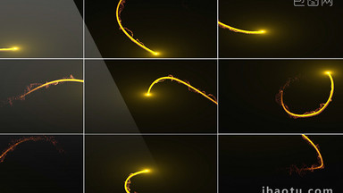 4组带通道金色粒子光线装饰元素视频素材