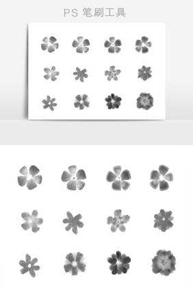 水粉颜料鲜花图形笔刷