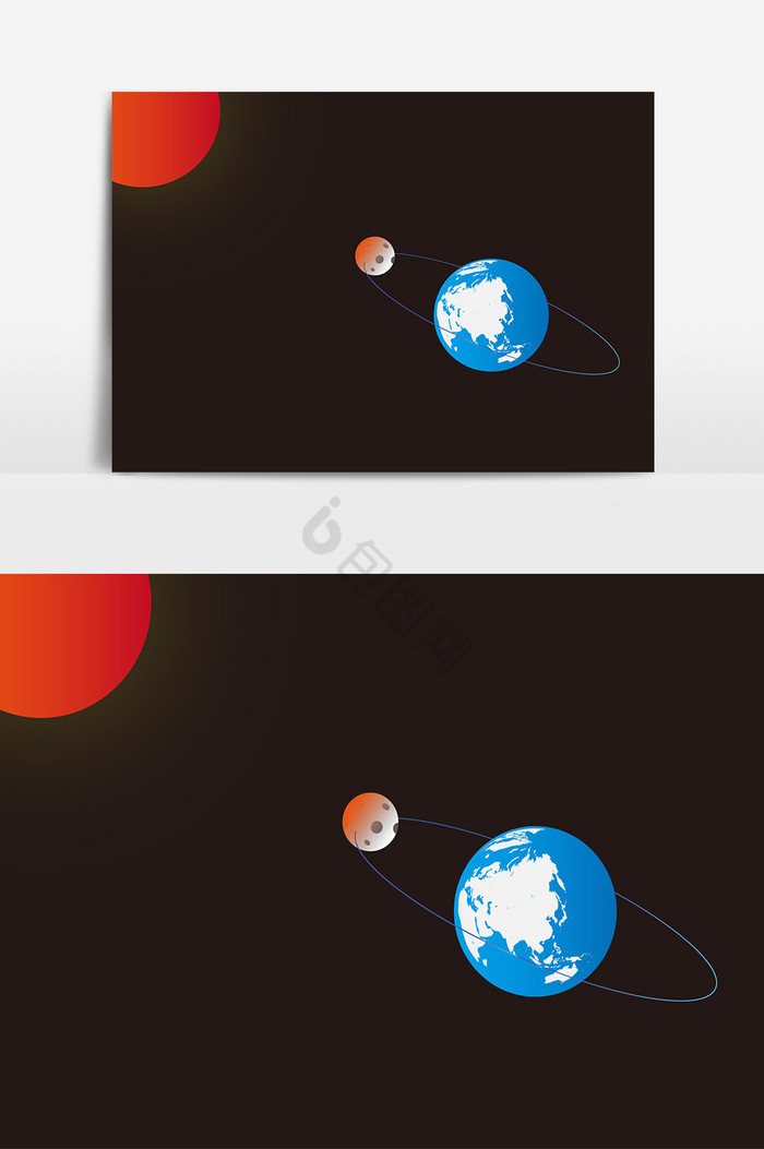 拟真质感太阳地球月球组合图片