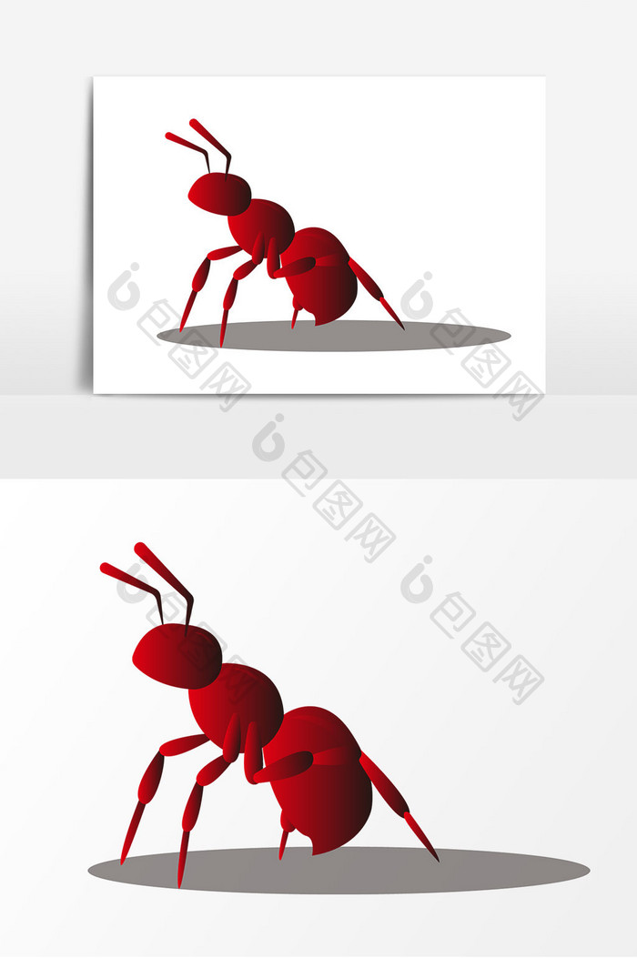 立体质感黑红渐变红蚂蚁元素