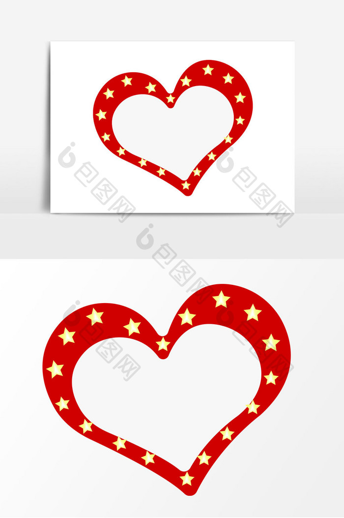 红色爱心边框元素