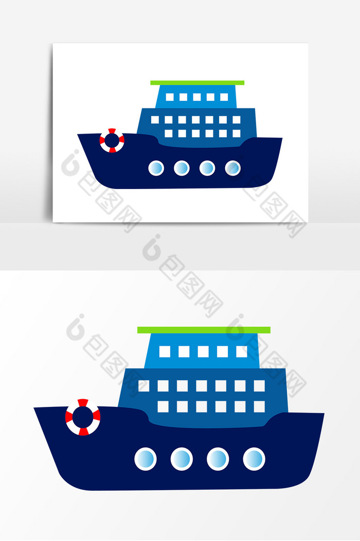卡通風貨船輪船遊輪矢量元素圖片
