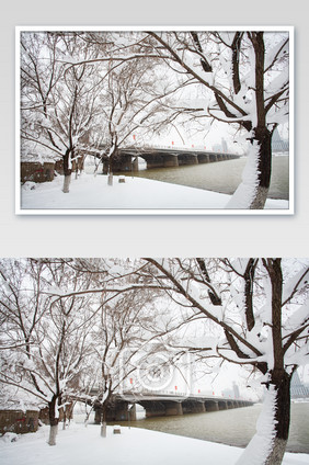 松花江暴雪江景摄影图片