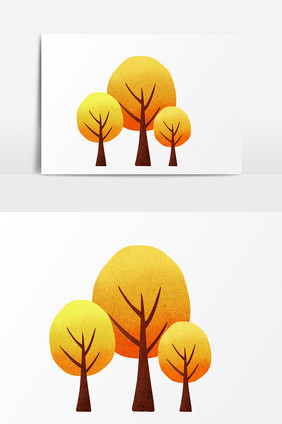 卡通手绘立秋元素黄色的树