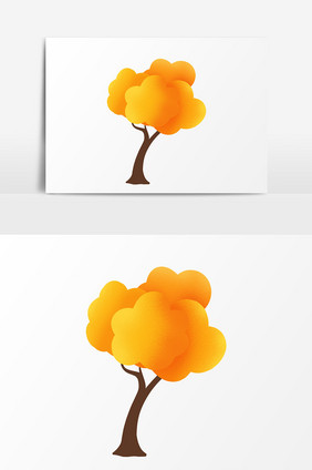 立秋卡通手绘黄色的树元素