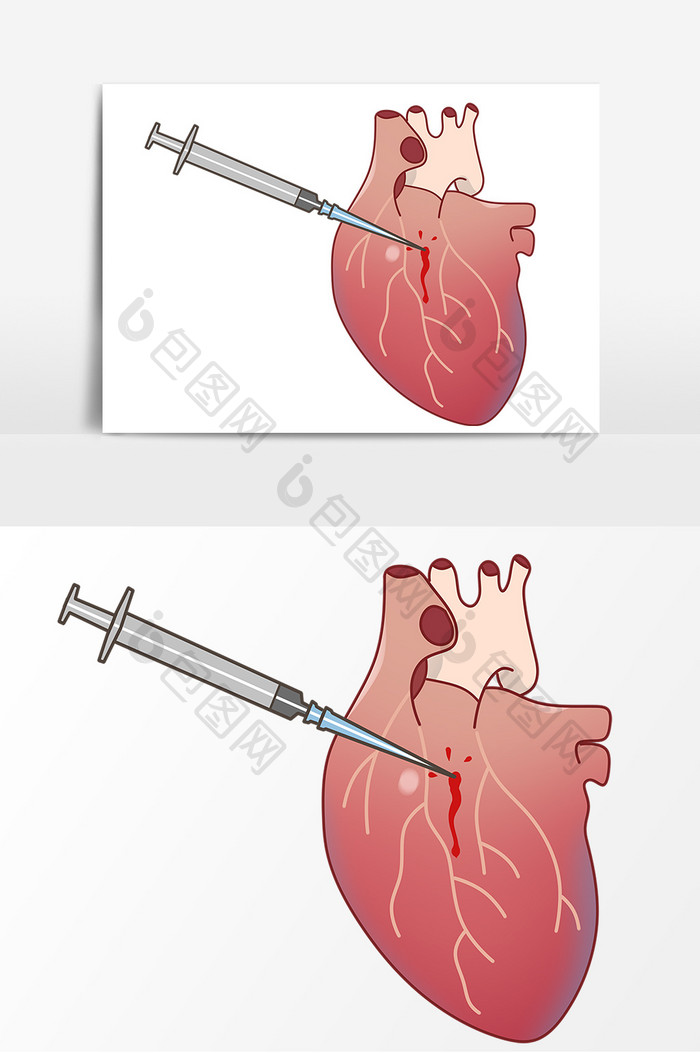 毒品注射心脏手绘卡通元素