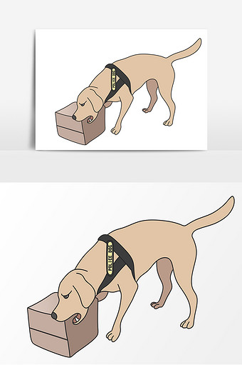 缉毒犬手绘卡通形象元素
