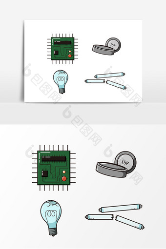 卡通电子元件垃圾元素图片