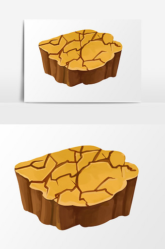 手绘简约夏季干旱龟裂的土地免扣扁平图片素