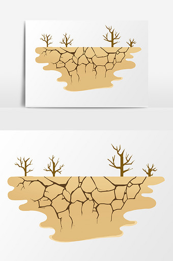 手绘水彩简约干旱龟裂的土地免抠图片水彩风