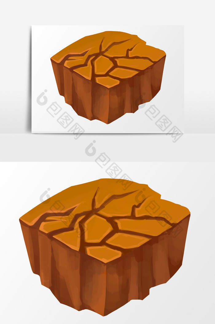 手绘水彩简约干旱龟裂的土地素材简约免扣图图片