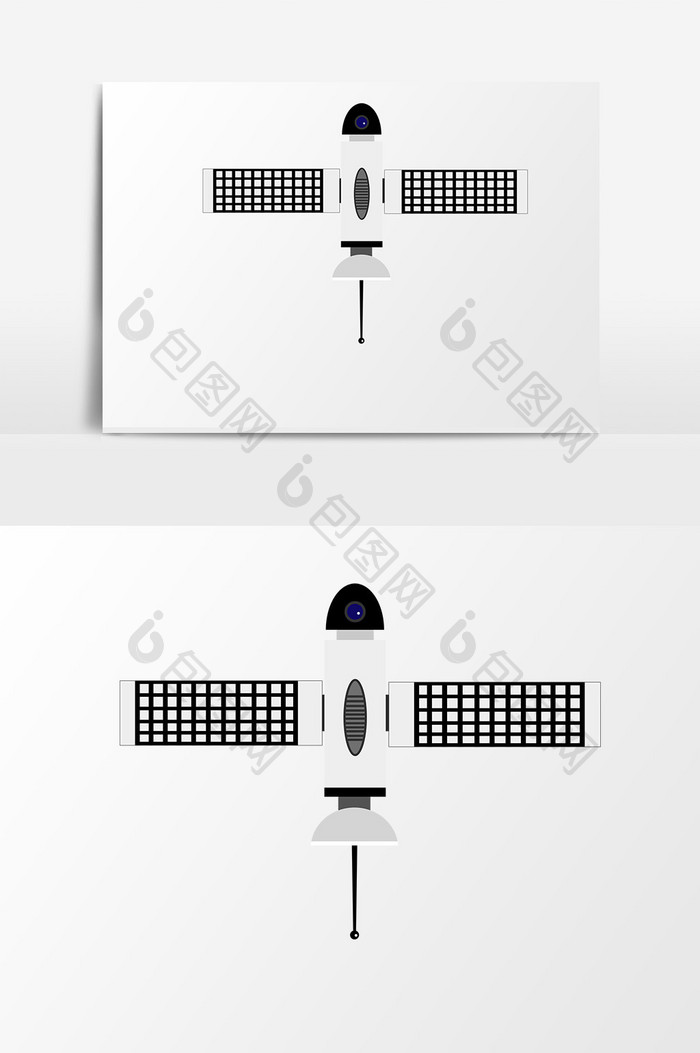 手绘卡通小清新卫星黑白格子