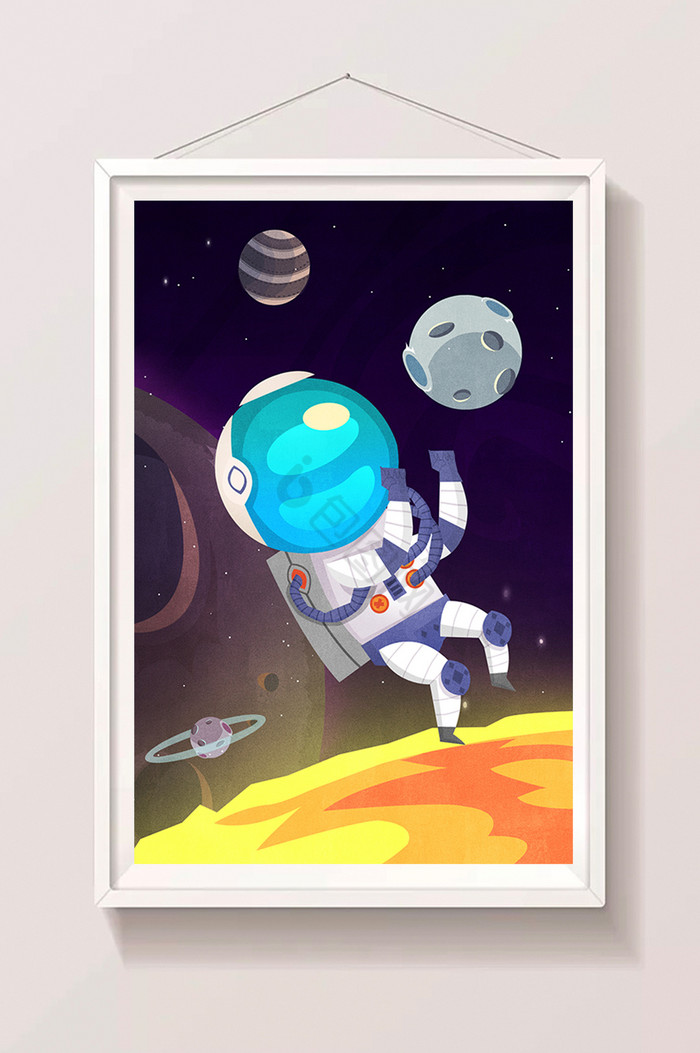 人类月球日登月太空宇航员插画图片
