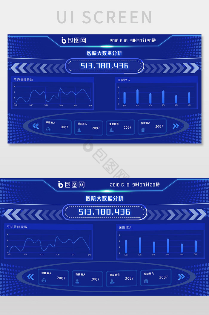 深蓝色科技感医疗数据统计图片