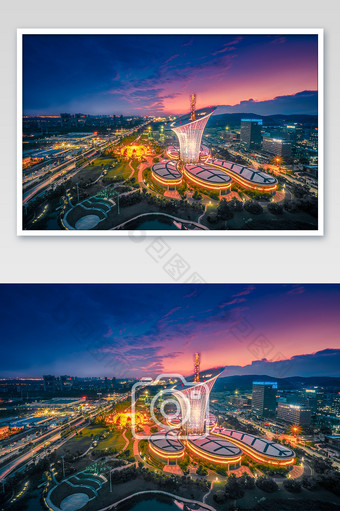 武汉未来科技城夜景摄影图片