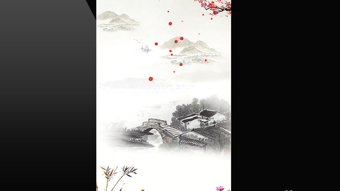 竖版复古水墨中国风背景素材AE模板