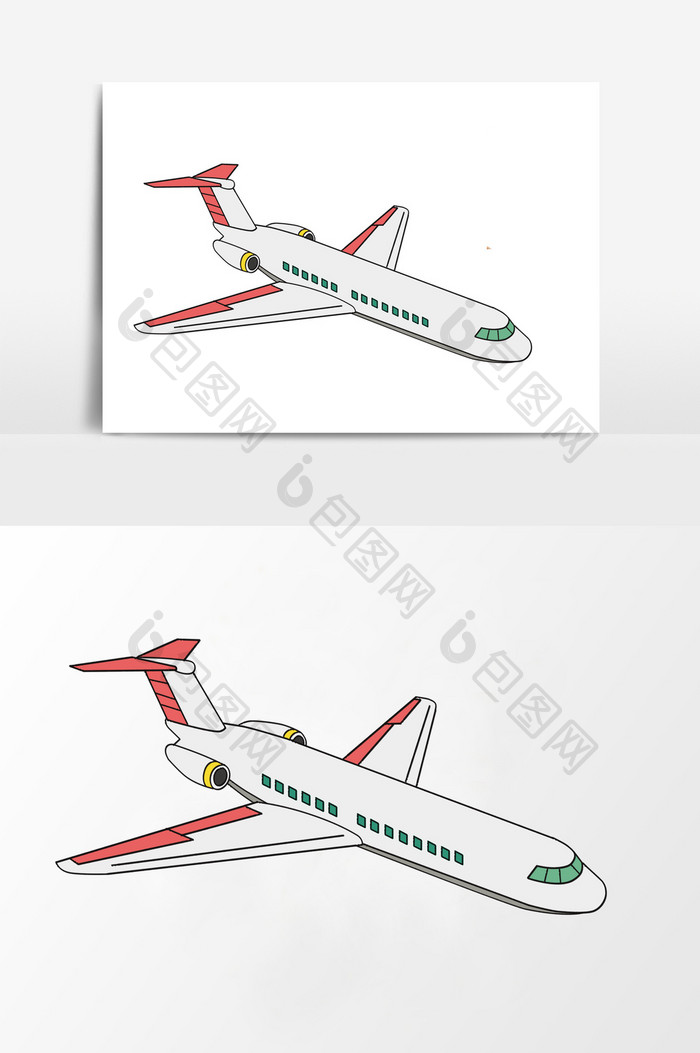 扁平风格飞机元素