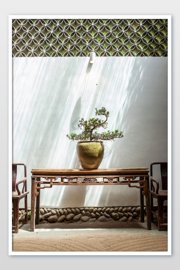 中式空间家具民宿复古家具禅意摄影图图片
