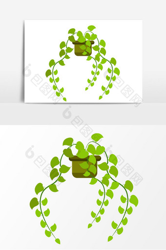 盆栽绿萝矢量元素图片